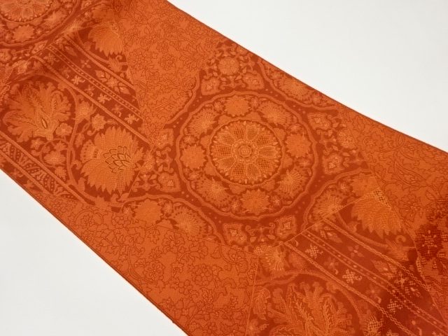 本場筑前博多切り嵌め風華紋に花唐草模様織出し名古屋帯